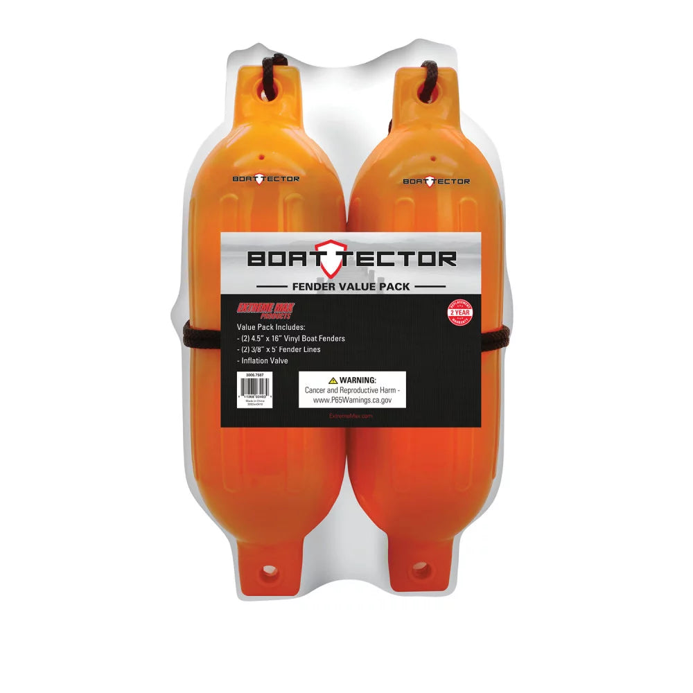 2-Pack Value Inflatable BoatTector - Orange x Neon Max Fender 3006.7581 16", Extreme 4.5"