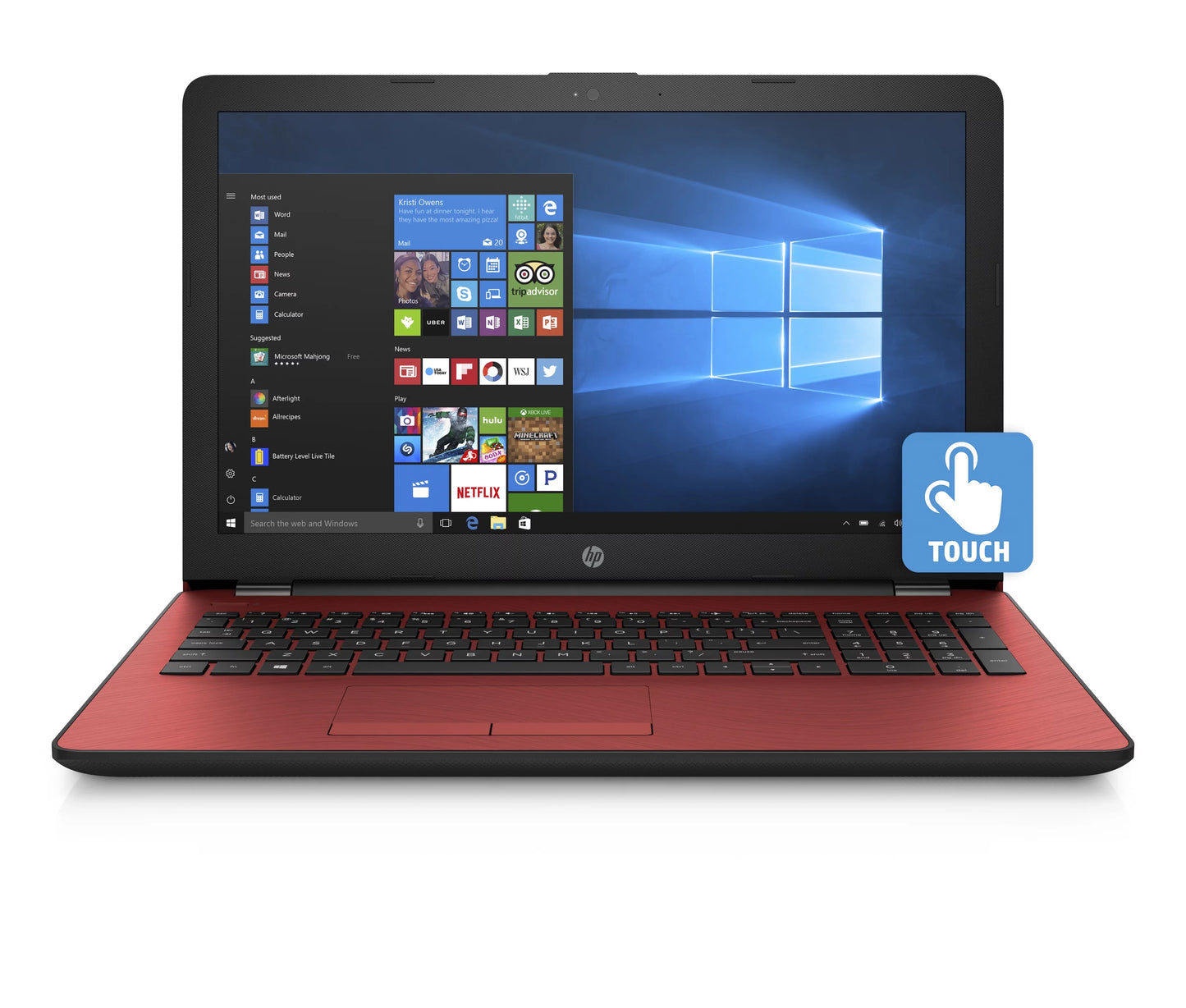 Win10 Restored Pentium (Refurbished) 4GB 15-bs144wm HDD 500GB RAM Touchscreen Laptop 4417U HD GHz 2.3 15.6 Red Gold HP