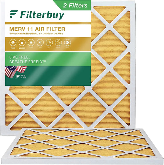 (2-Pack) Furnace Pleated Filters Filterbuy MERV 25x25x1 HVAC 11 Air AC