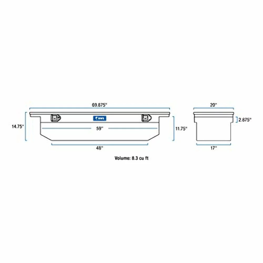 Welding LOW ANGLED Services TBS-69-A-LP CROSSOVER UWSTBS-69-A-LP LID ALUMINUM TOOLBOX PROFILE 69IN SINGLE UWS/United