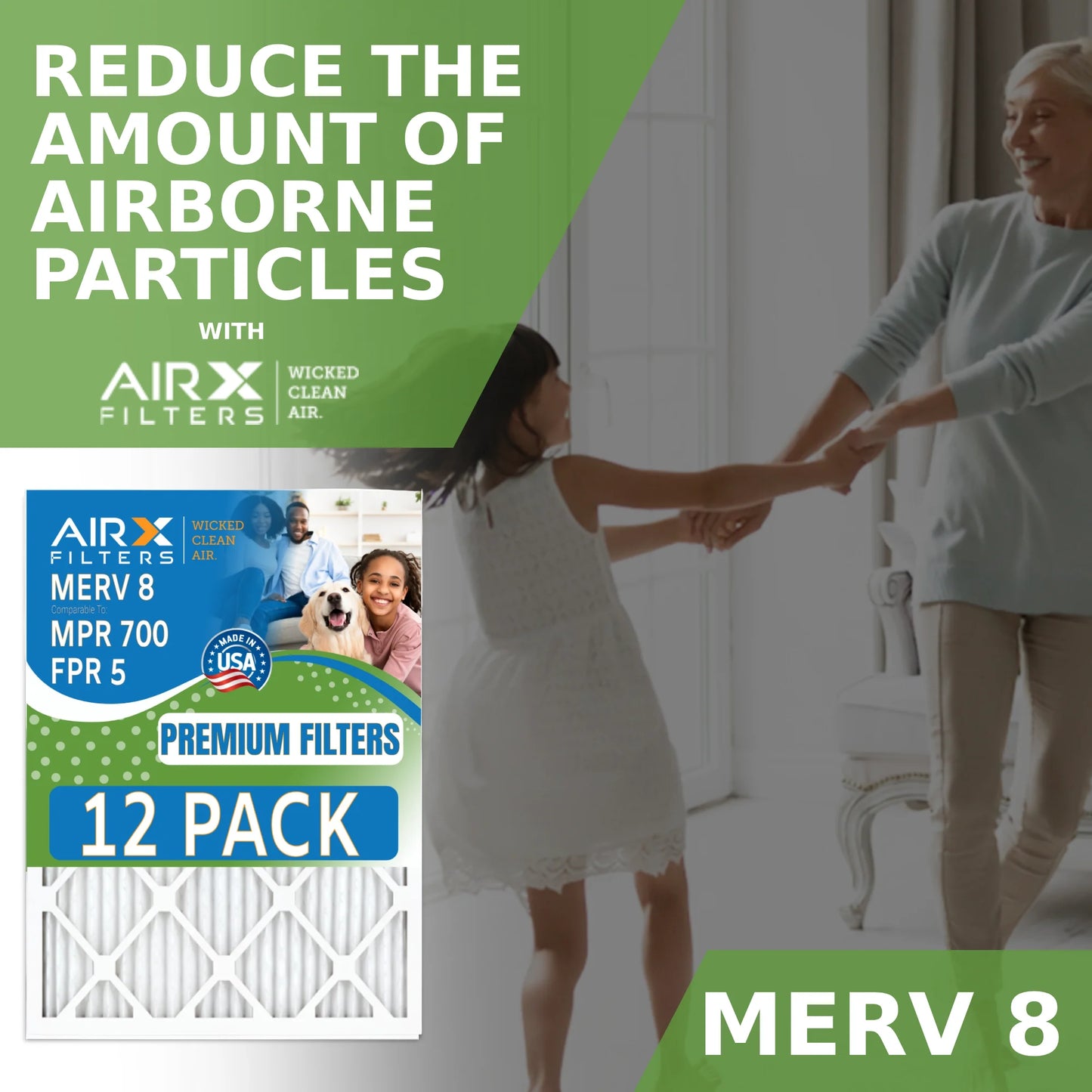 5 FPR in of 8 to FILTERS & Made MERV Furnace Pack Comparable AIR. Rating, 14x25x1 12 by USA WICKED Filters AIRX - MPR Filter 700 Air CLEAN