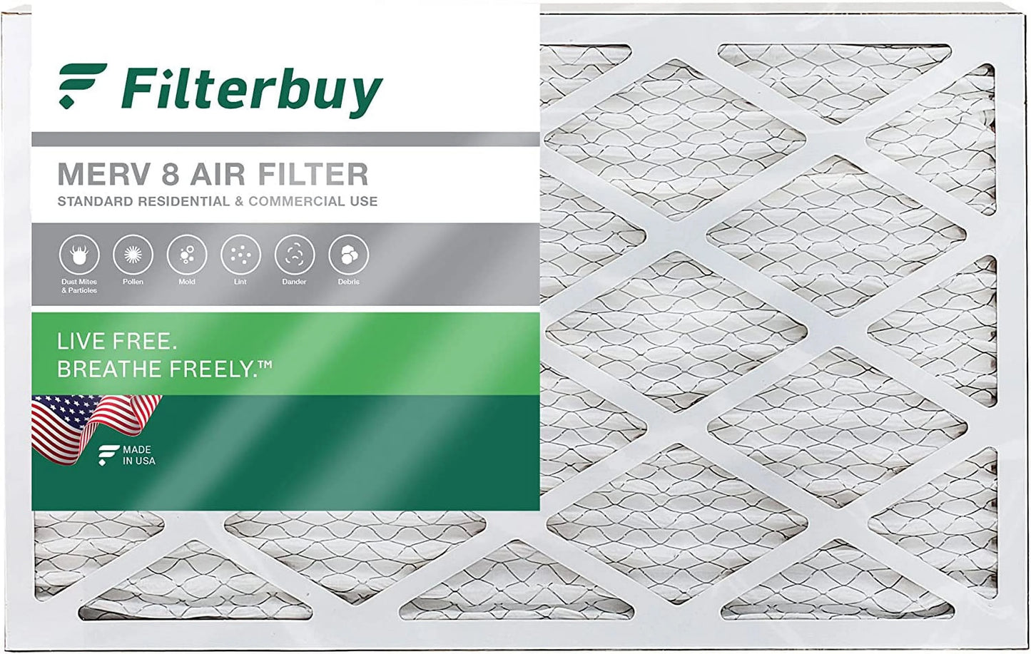 16x25x4 MERV (1-Pack) Air 8 AC Filters Filterbuy Pleated HVAC Furnace