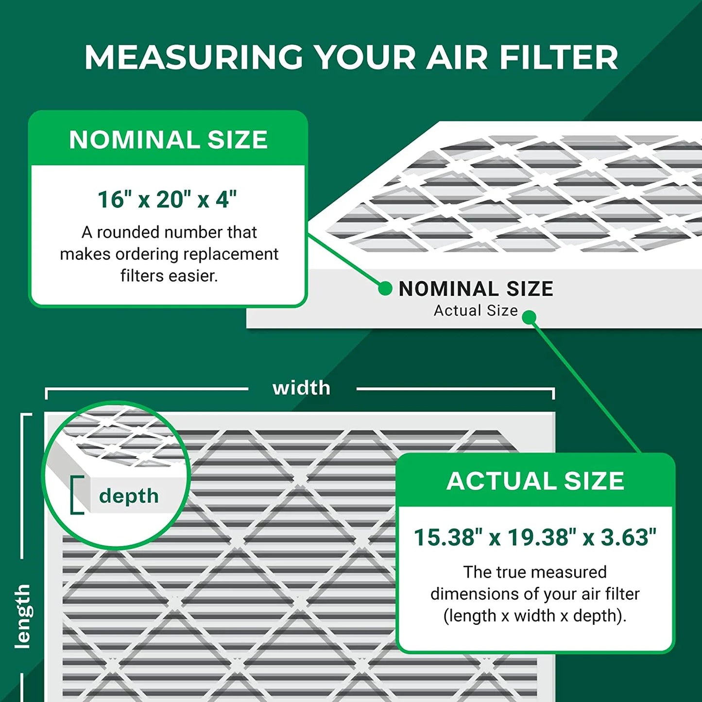 AC MERV Pleated 16x20x4 Furnace 13 Air Filters (3-Pack) HVAC Filterbuy