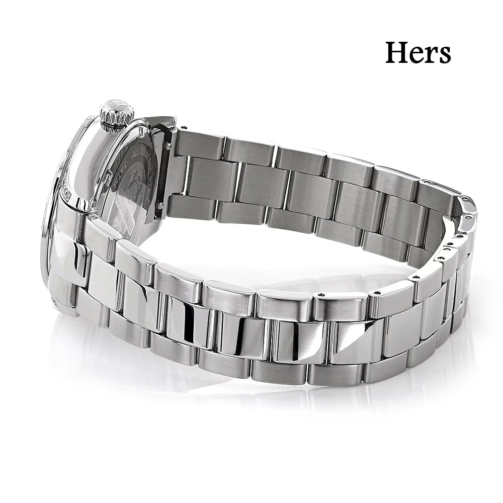 Steel and His Stainless Hers Diamond Watches: 3.5ct Set Watch