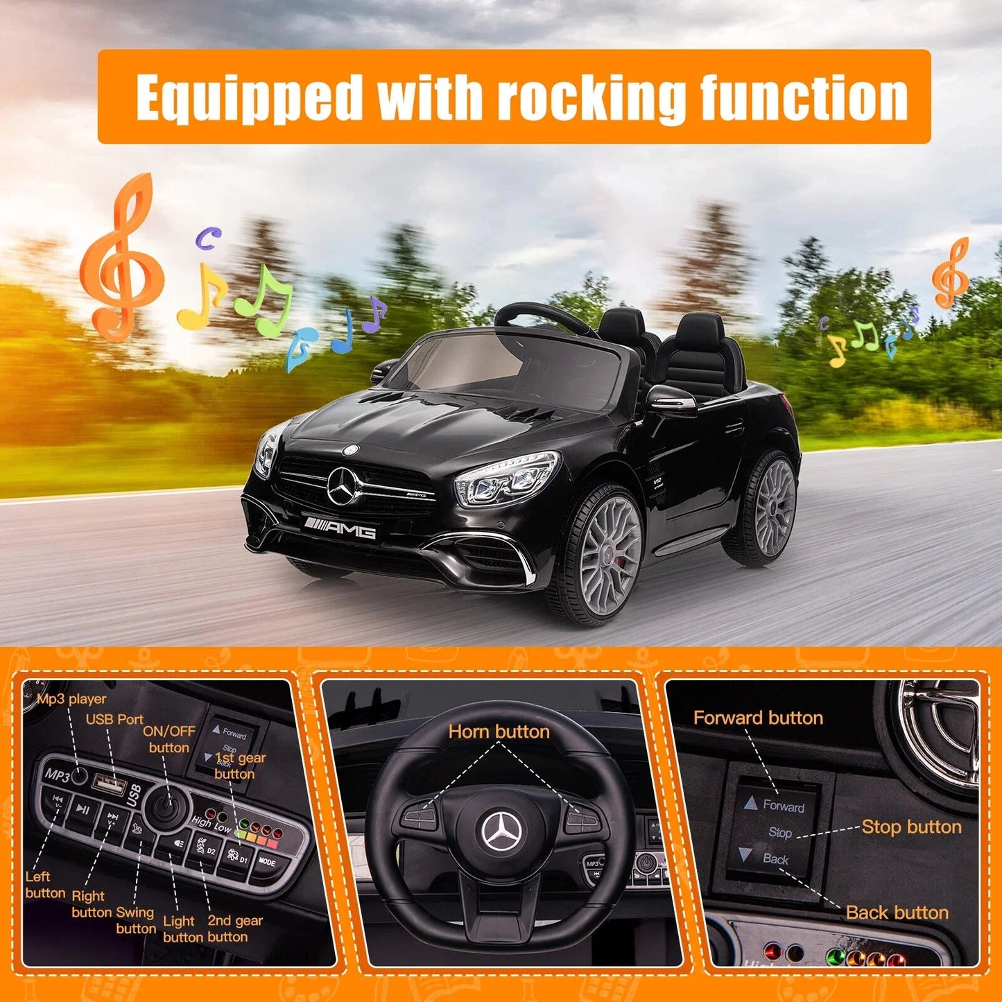 12V Kids Electric AMG Officially Car Remote Control with Ride On SL65 - Licensed Benz Mercedes