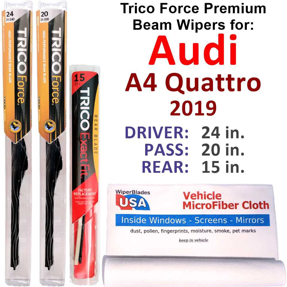 3) Wipers Performance Beam A4 w/Rear Audi Quattro of Wiper (Set 2019