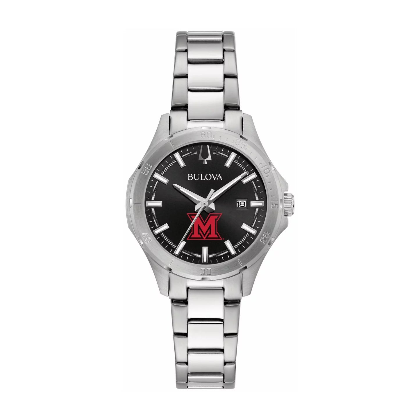 University Watch Steel Black RedHawks Women's Stainless Sport Bulova Miami Classic