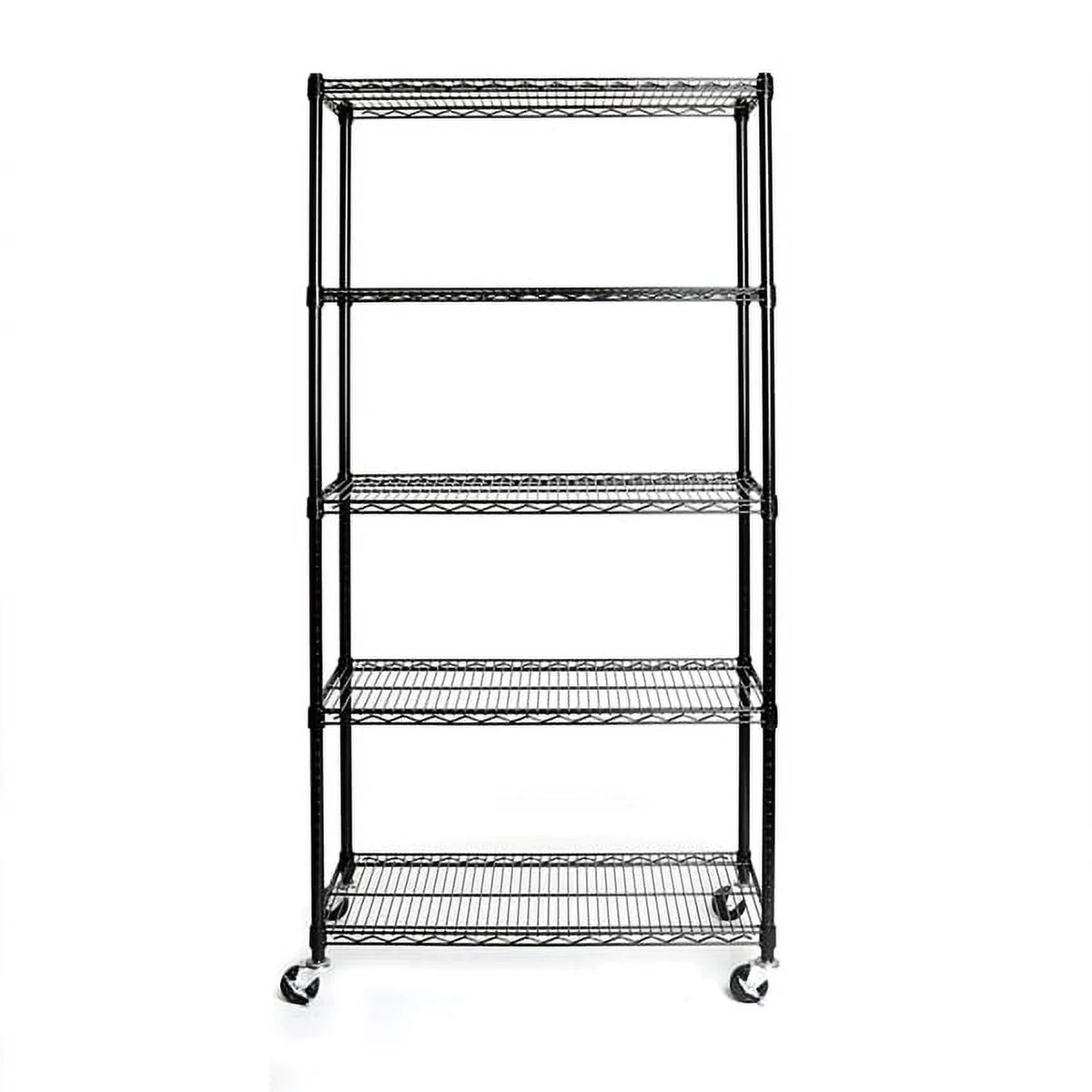 Wire with Steel 5-Tier Wheels Black Shelving NSF-Certified Fithood