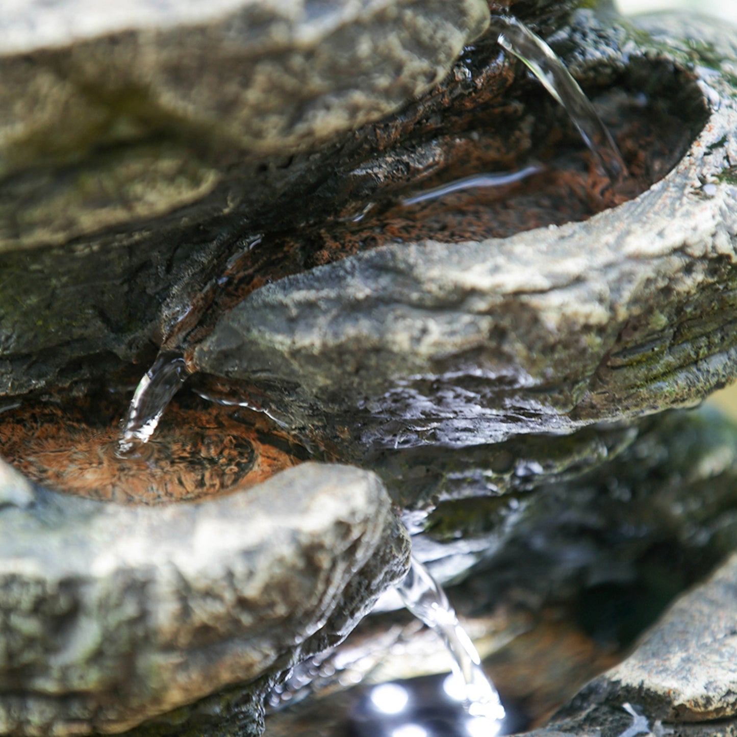 Soothing Fountain LED Water Rock Lighting & Water Sounds Cascading -