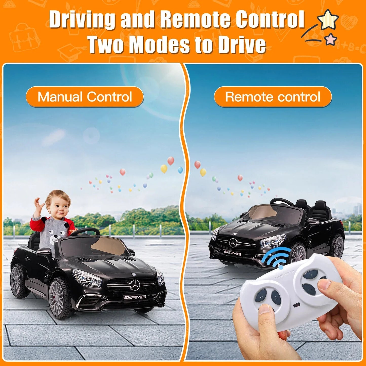 12V Kids Electric AMG Officially Car Remote Control with Ride On SL65 - Licensed Benz Mercedes