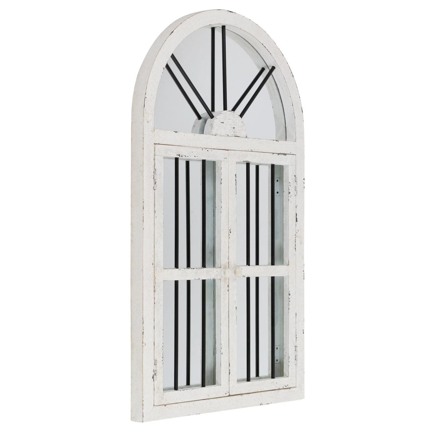 Wall Aspire x by White 42" Arched Chic Mirror Window 25" Cottage