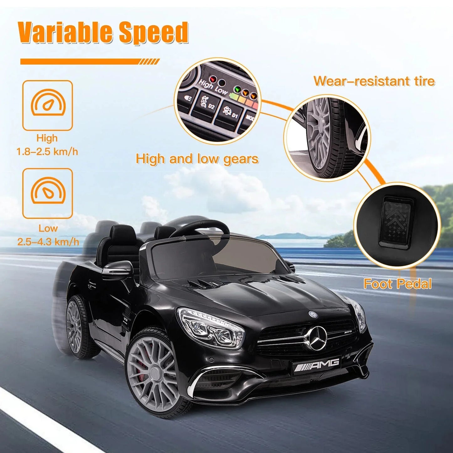 12V Kids Electric AMG Officially Car Remote Control with Ride On SL65 - Licensed Benz Mercedes