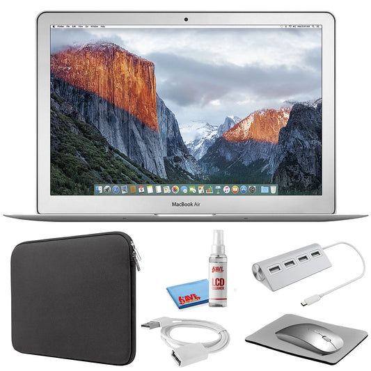 2.2GHz, Laptop (Early Starter Kit Sleeve (i7 SSD) Apple MacBook (Refurbished) Black Zipper Silver Air + with 512GB MMGF2LL/A) Kit 2015, Cleaning Bundle 13-inch + -