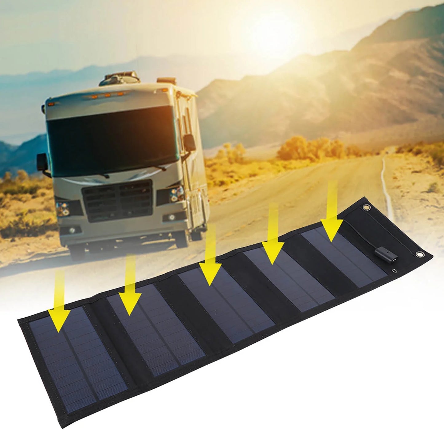 Solar Charger Foldable Waterproof 20W Power Output Panel for USB Mountaineering Solar