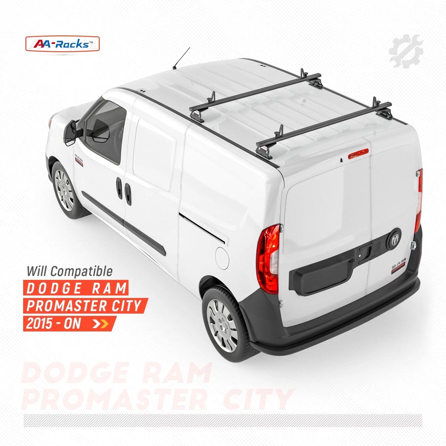 Stopper Aluminum AX312-PR System Rack Model w/ City AA-Racks 2015-On (50") Ladder Black Roof RAM 2 ProMaster Bar Van