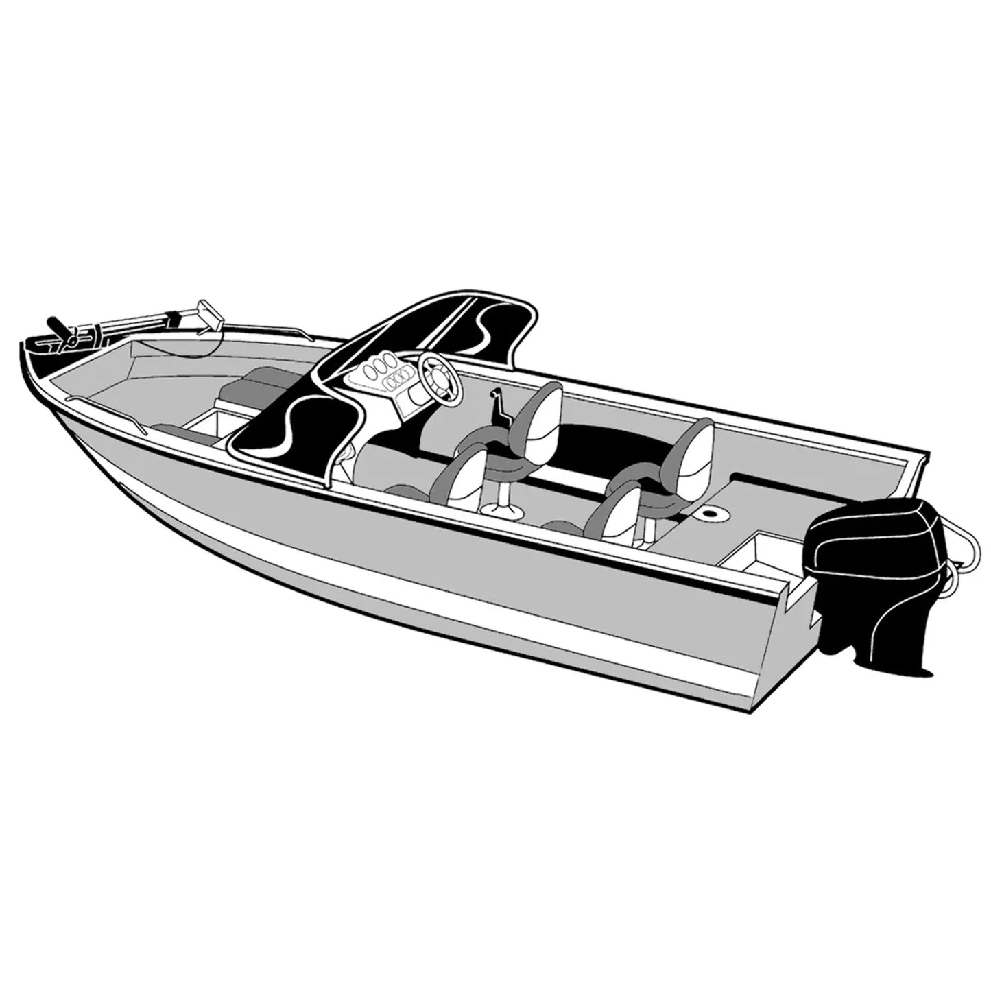 x Cover Boat V-Hull Length Styled-to-Fit Aluminum Outboard with Walk-Thru 72318P-10 Width Windshield 18'6" - 100" Carver for