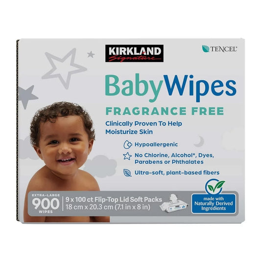 900 Count Free Fragrance Kirkland Baby Wipes Signature