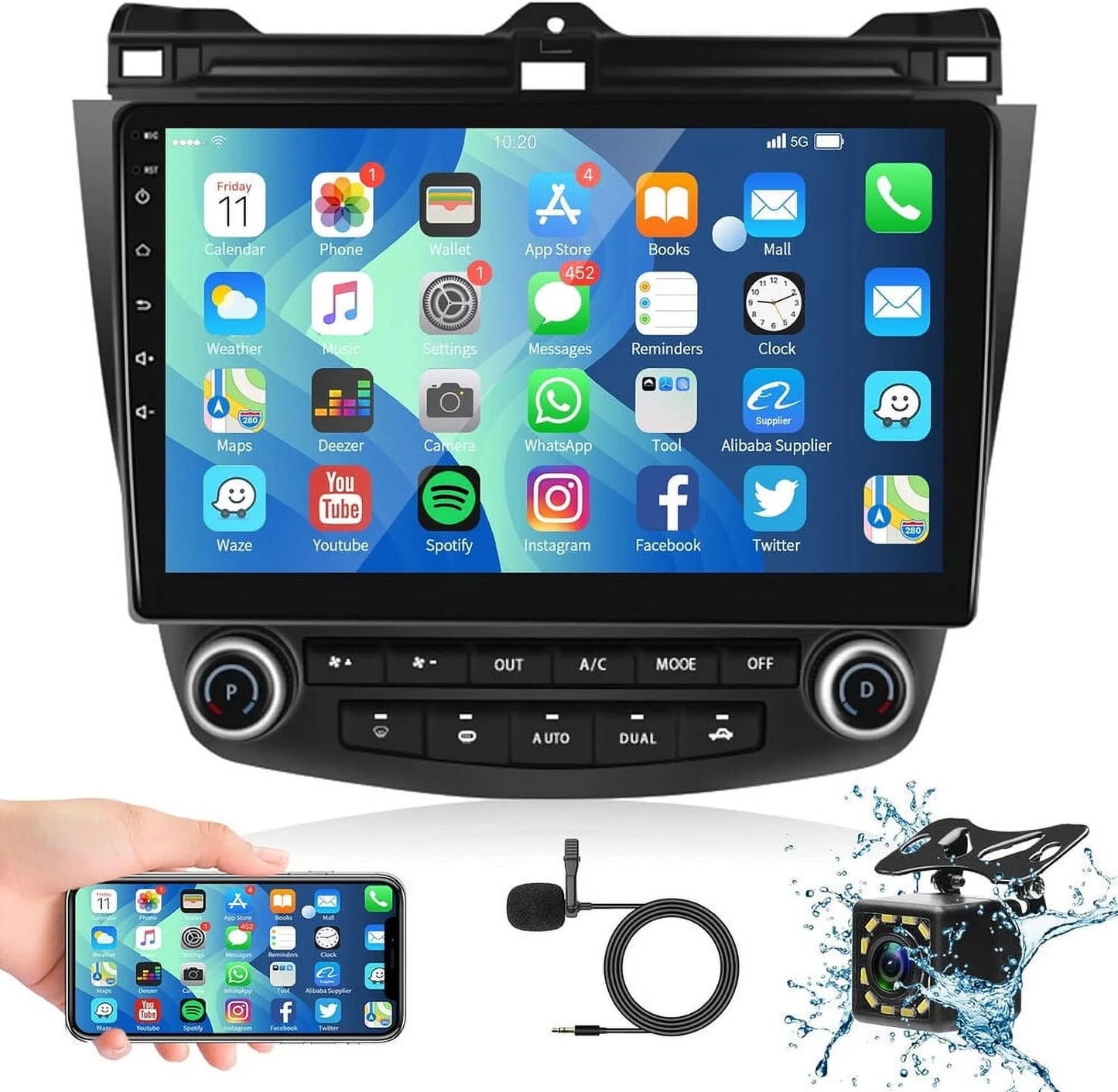 Wireless Link Touchscreen 2003 GPS Hifi, 13 Accord 10.1'' Car Stereo Auto Radio 2007 Android Android Bluetooth Apple Wifi Camera for 2+32G AHD Mirror Carplay Honda to Backup