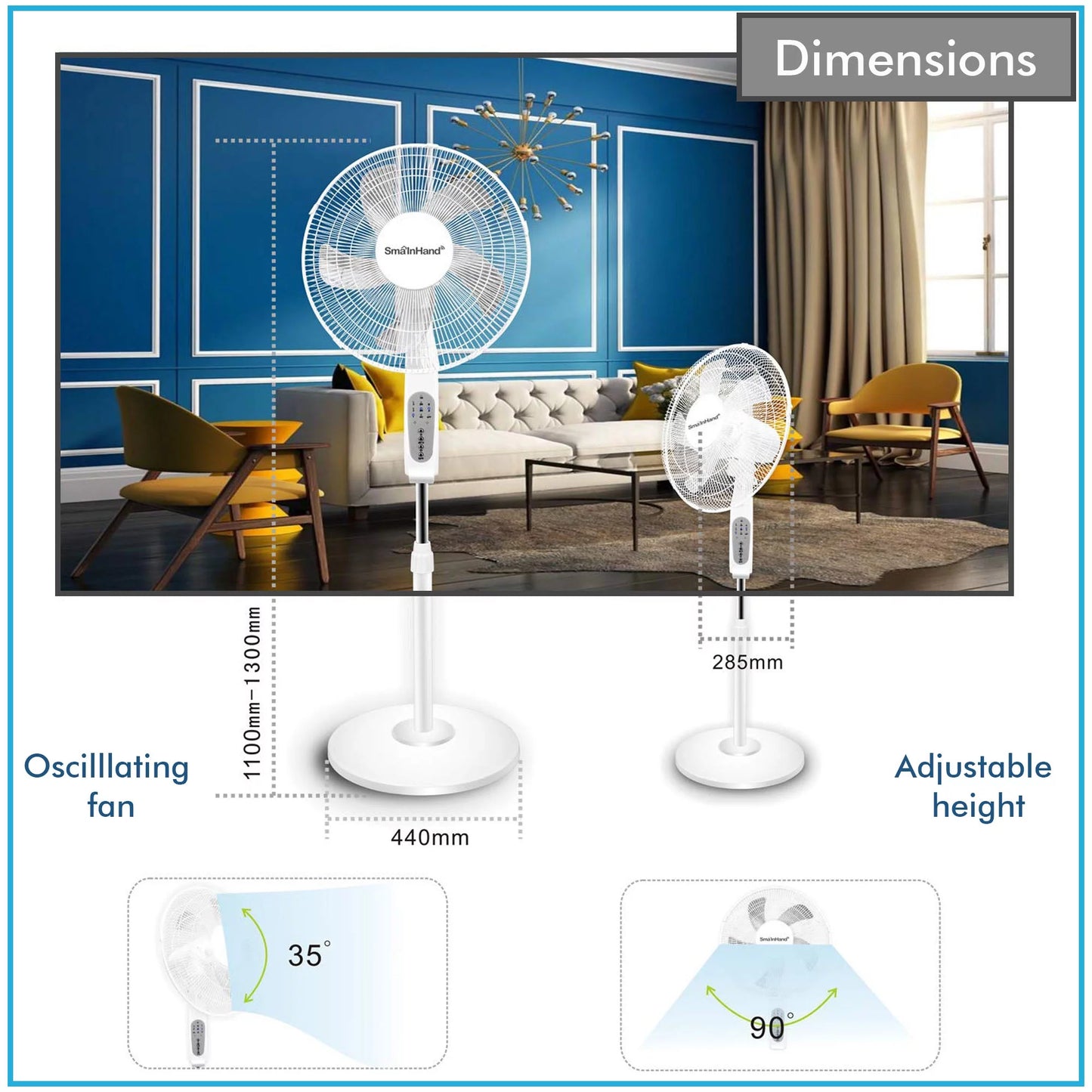 Alexa/Google Compatibe WIFI Standing Oscillating with Home Enabled Voice Technical Feature, with Pro Amazon Fan 16"