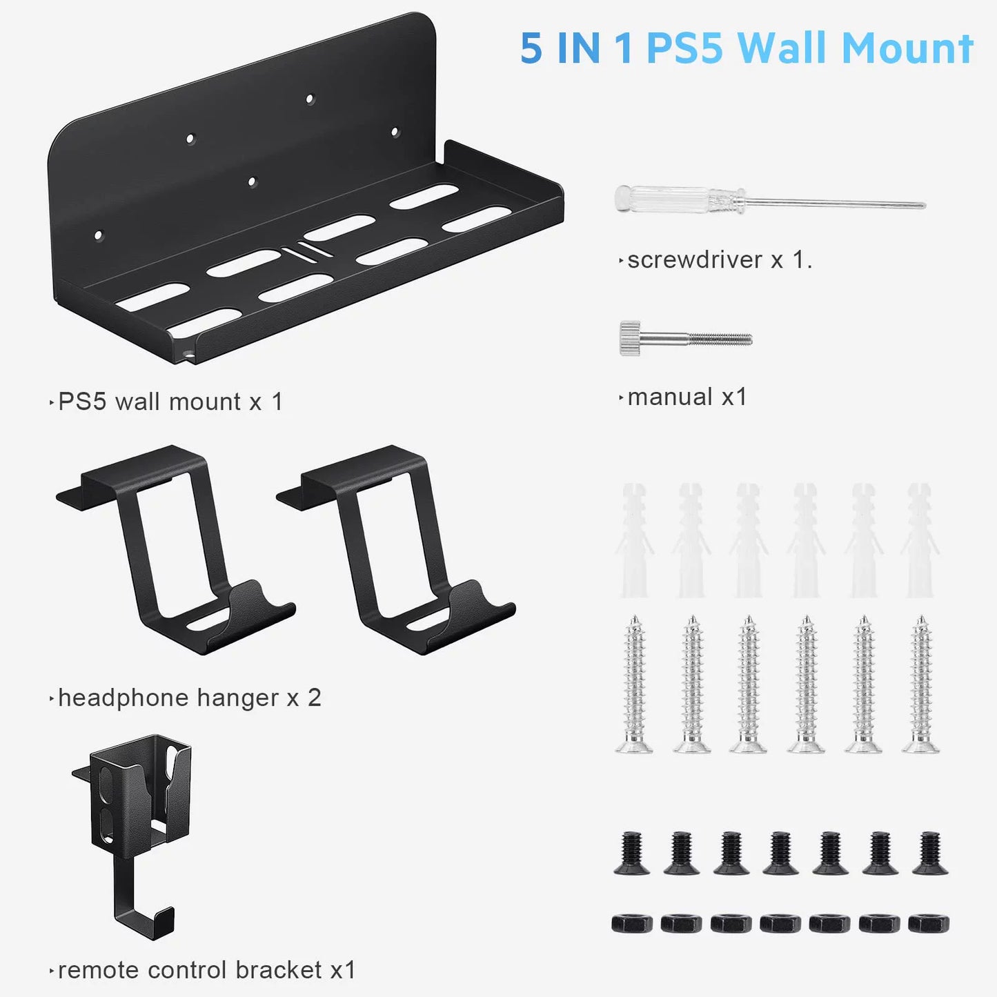 (Disc Hanger 5 Digital Holder Bracket (Black) Detachable Wall PS5 and Controller Headphone for 1 & Remote Bracket Mount Playstation 5 & Wall Wall in Playstation Mount, Edition) 5 with Control