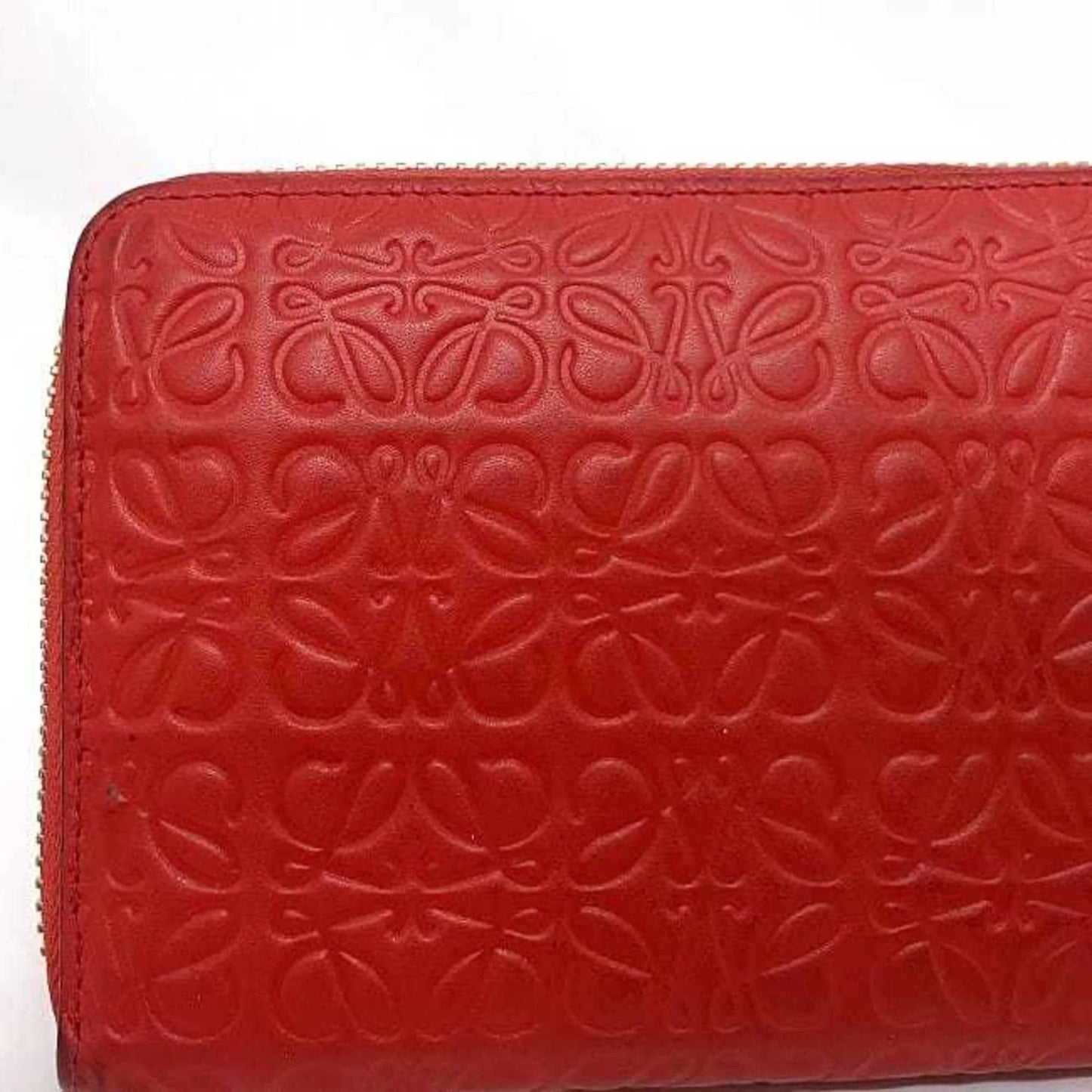 Women's Wallet Loewe Gold 107N55.F13 LOEWE Leather Long Red Embossed Anagram Round GP Repeat (Good) Pre-Owned