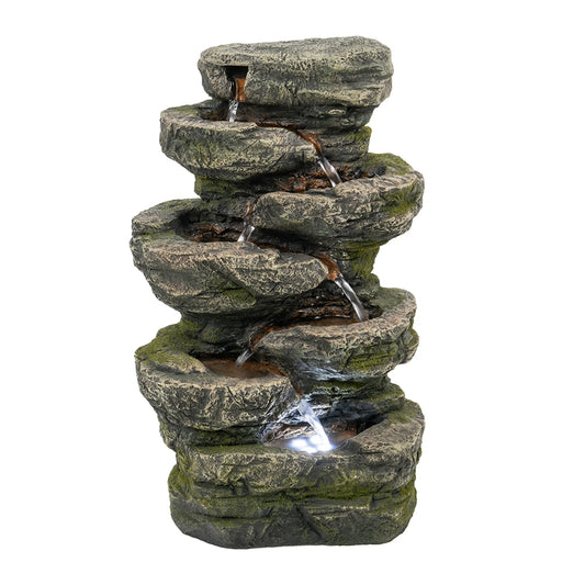 Soothing Fountain LED Water Rock Lighting & Water Sounds Cascading -