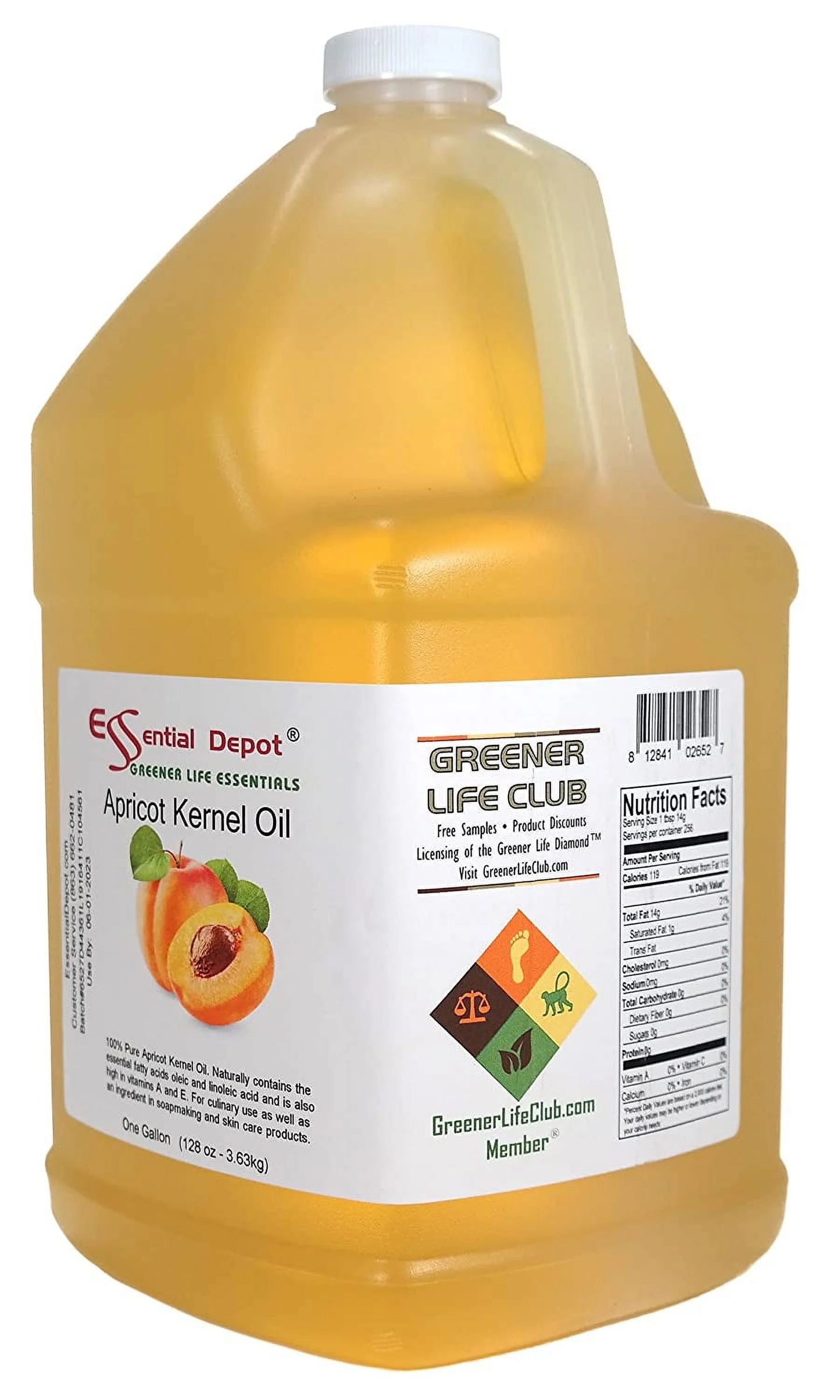 - - container Gallon Apricot - with Oil cap sealed Grade Food Kernel 1 safety HDPE resealable