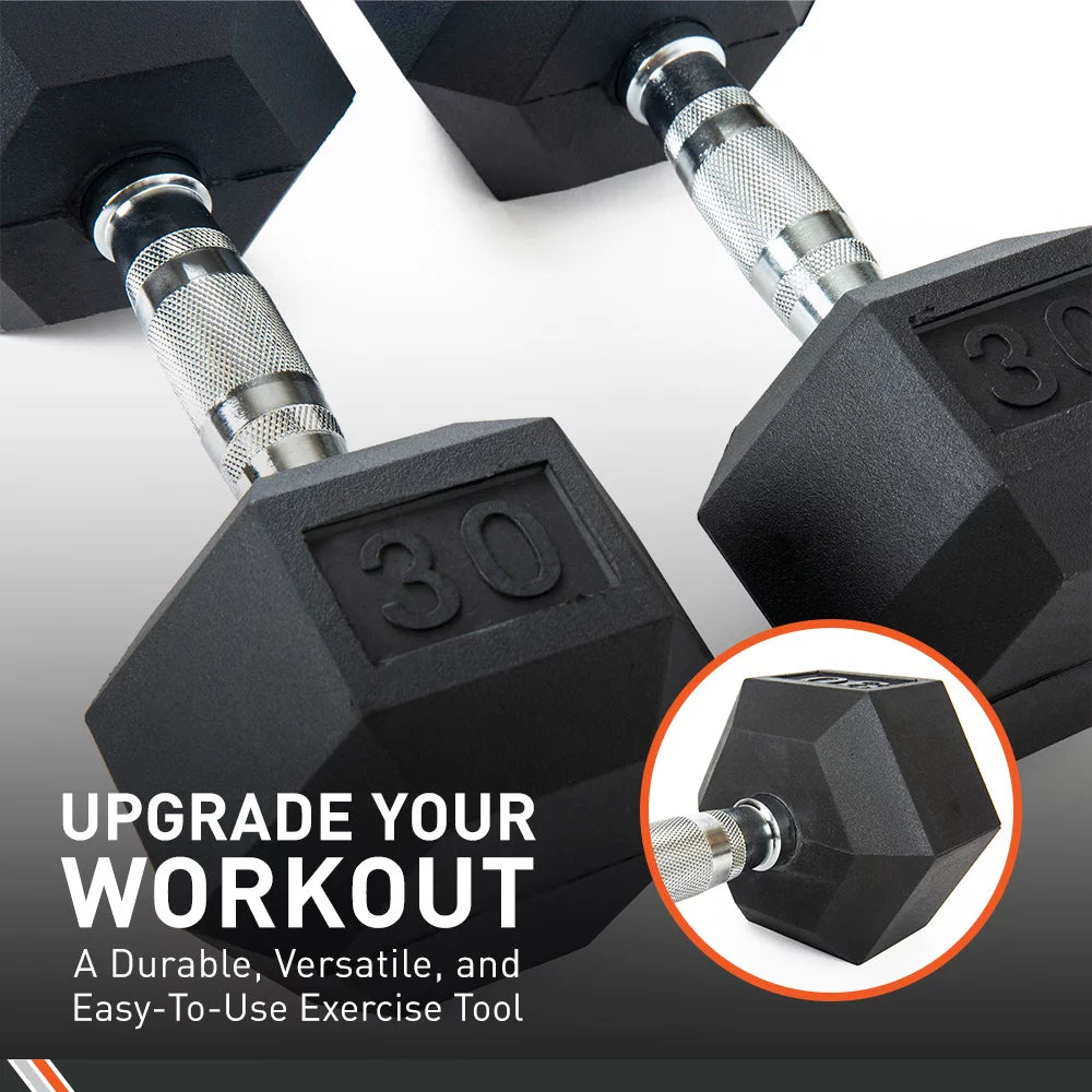 - Encased Black/Metal - Dumbbell - Hex Rubber of Body Pounds Set 20 Two Sport