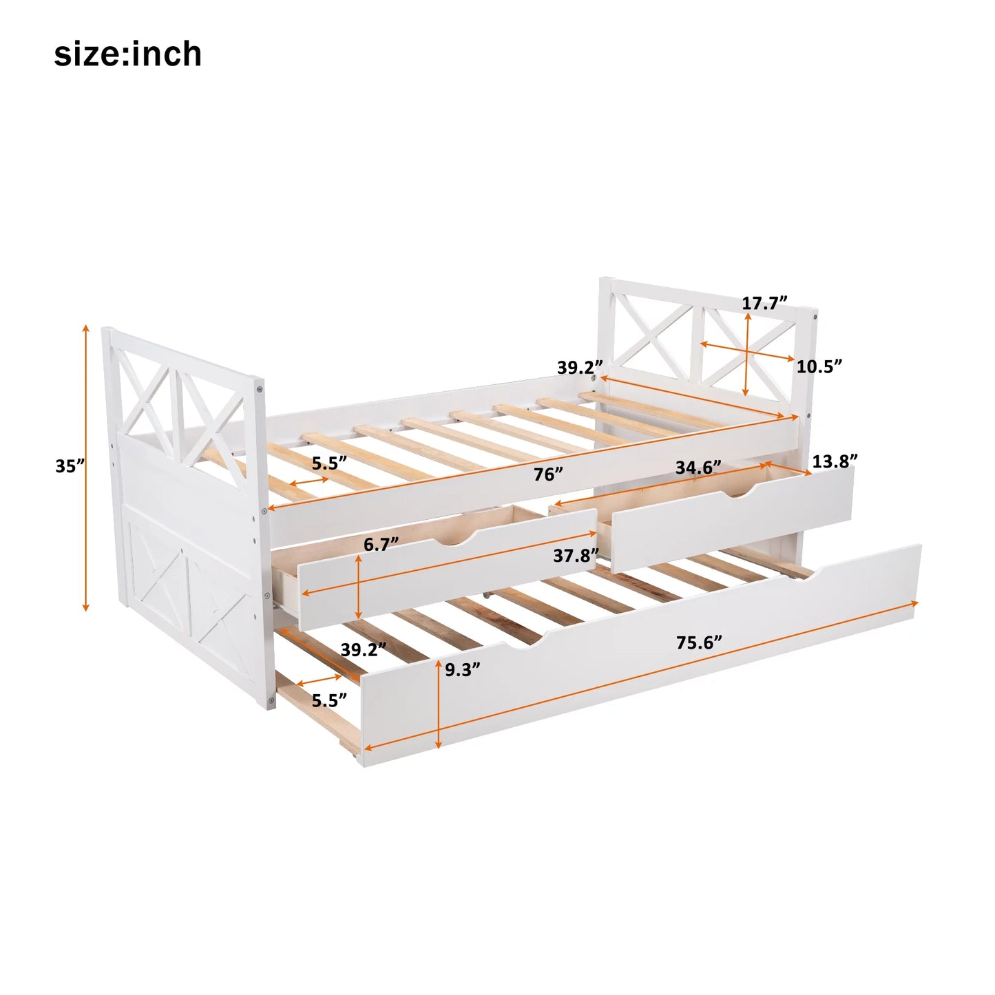 with Colors Multiple Bed Drawers, Trundle Merax Wood and Solid Captain Twin,