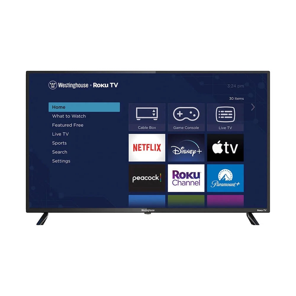 - Legs, Westinghouse Remote, Stand Cable, - Batteries Included 2 43" Screws, Power TV UHD Roku 4K with Smart HDR