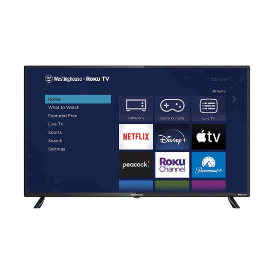 - Legs, Westinghouse Remote, Stand Cable, - Batteries Included 2 43" Screws, Power TV UHD Roku 4K with Smart HDR