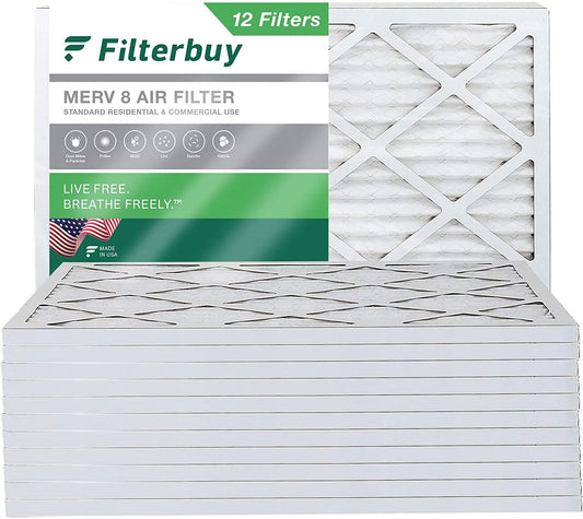 AC Filterbuy 8 Pleated Filters (12-Pack) Air HVAC MERV 18x20x1 Furnace