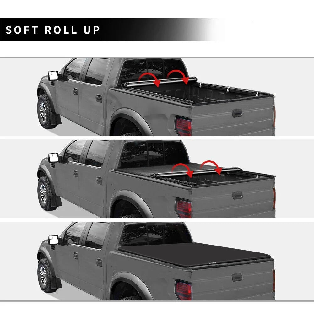 2009-2023 for Truck Bed ft Ledkingdomus 1500 Tonneau Ram Soft Dodge Rambox Without 5.7 up Bed Roll Cover