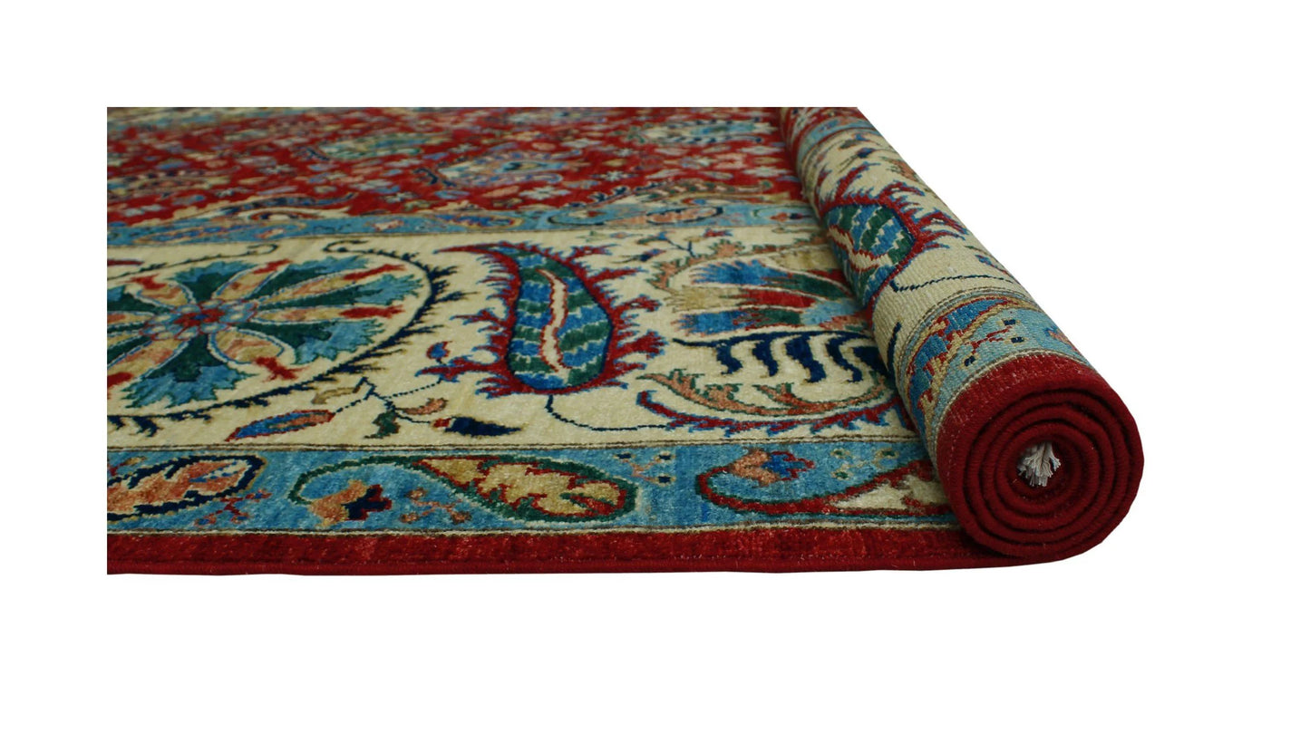 8'1" x Red/Ivory Rug, 9'9" Aria Dona