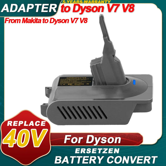 2-In-1 for Dyson Motorhead, Fiber, vacuum Battery Slim to Convert for Fluffy, V7 Makita Battery Adapter Motorhead, Absolute, Carbon Animal, 40V Lion SV11, Absolute, Battery, Car+Boat, V7&V8 V8