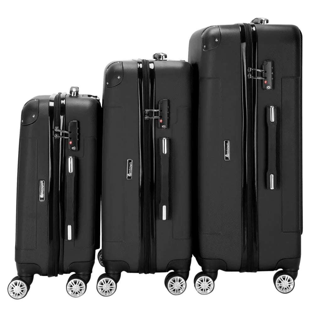 ABS Winado Set Pcs Trolley Suitcase Bag 3 Travel Luggage Black