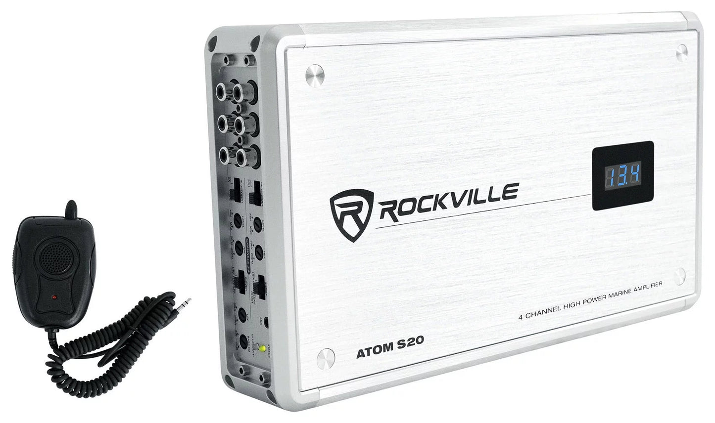 4 For Bluetooth Meter+Mic Rockville w/Volt Channel ATOM S20 Amplifier ATV/UTV