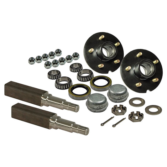 5-Bolt Pair 1-3/8 Tapered 5 Inch 1-1/16 Assemblies &amp; Stock Inch Trailer - (2) Hub of Square on To Bearings Inch Spindles Includes