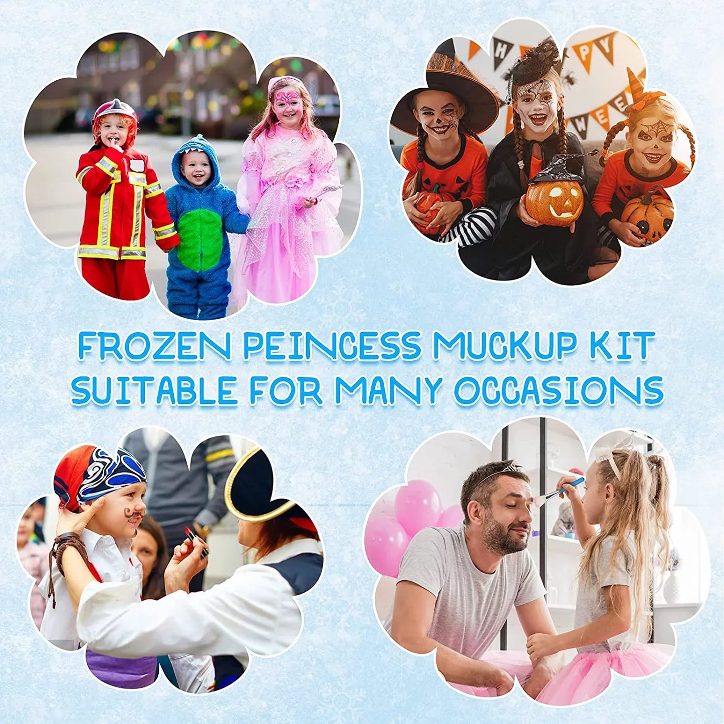 & Set Makeup Girls with Pcs Safe Kids Makeup Princess, Toddler 24 Washable Real Makeup Kids Kit Frozen Gift Set for for Toy Cosmetic Years Old Non-Toxic Toys 3-12 (Blue) for Kit Girls, Makeup Bag,