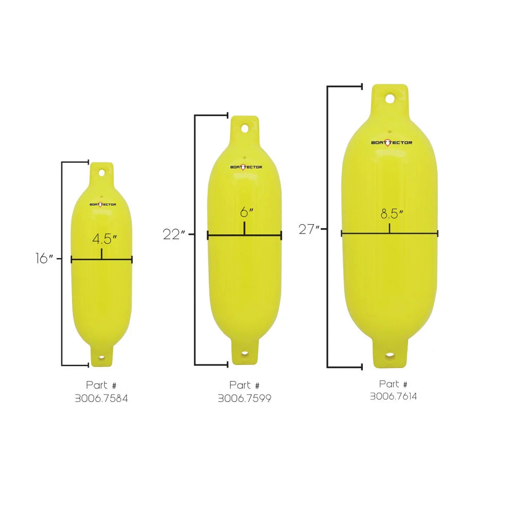 3006.7599 Fender Inflatable Neon Extreme x - BoatTector Max Value Yellow 2-Pack 6.5" 22",