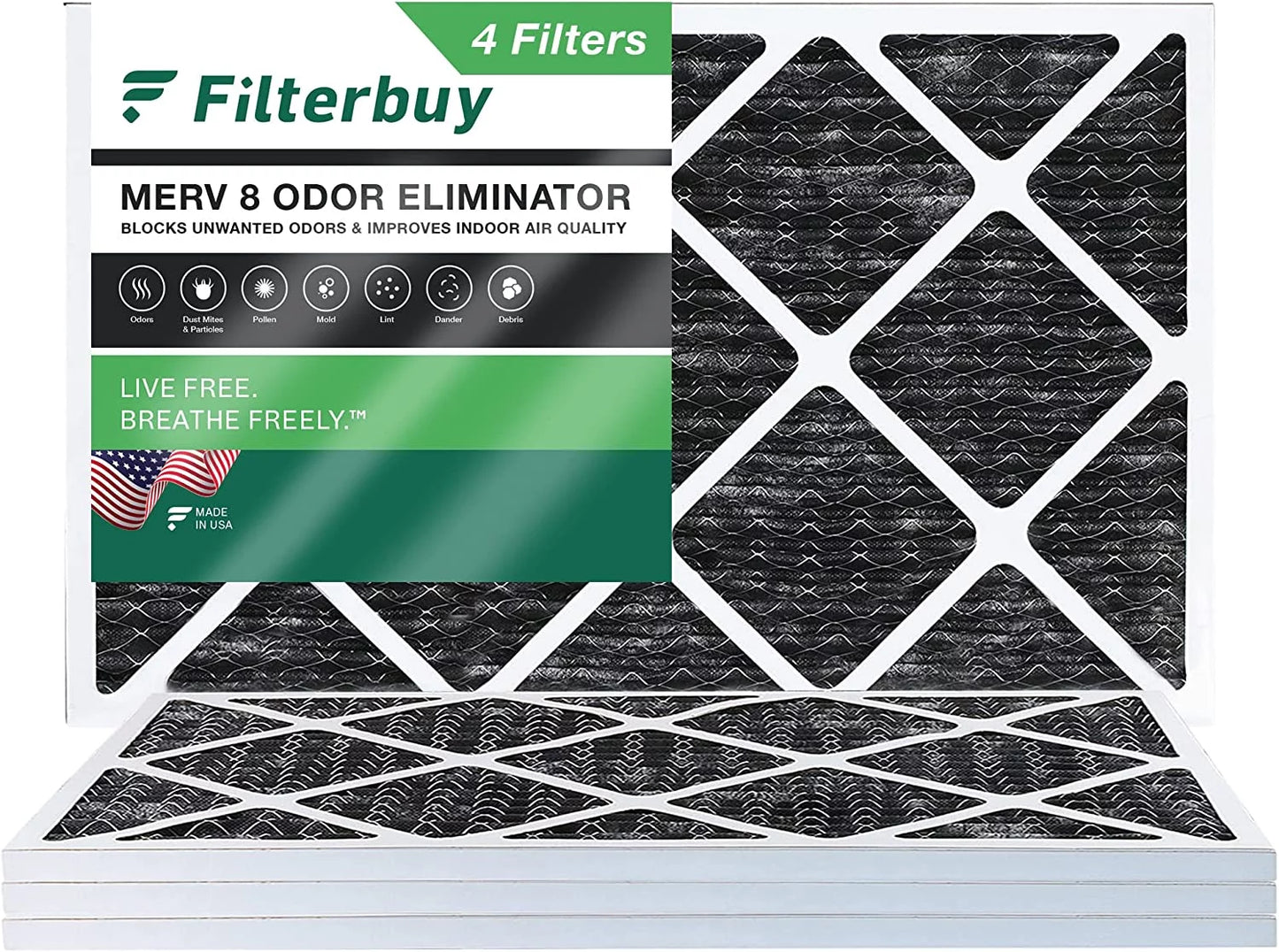 with Pleated Filters Eliminator (4-Pack) Carbon Furnace Odor 8 HVAC AC Activated Filterbuy 14x24x1 Air MERV