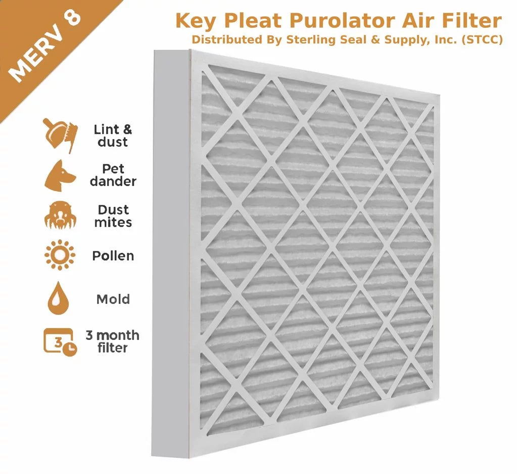 Air Air Pack) 16x25x2 MERV Guard Filter Purolator 8 / Pleated (6 -