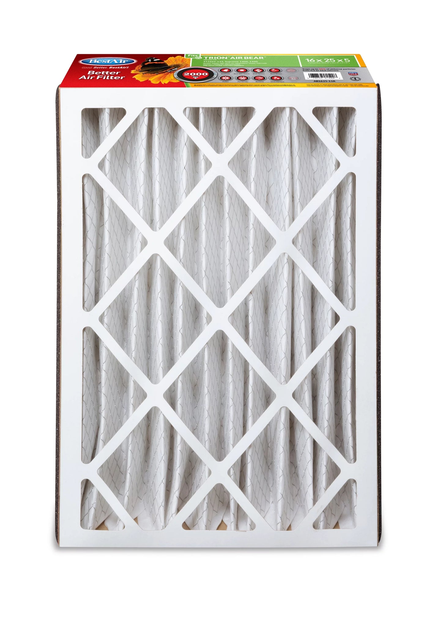 2000 BestAir Trion/AirBear 16x25x5 Series MERV 11 Furnace Filter AB1625-11R