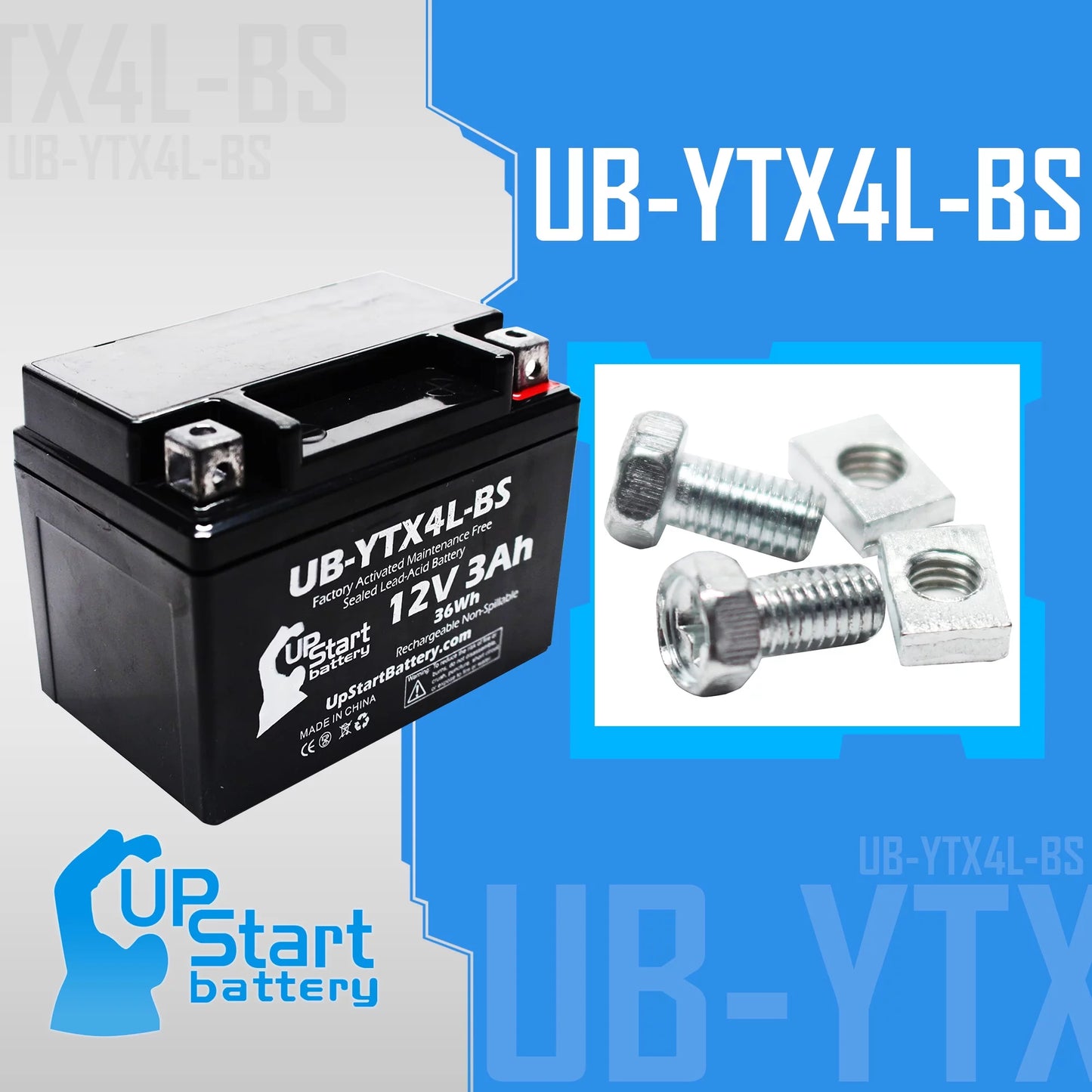 Activated, UB-YTX4L-BS Quest for DS90F, UpStart ATV Maintenance 3-Pack (Can-Am) Factory 3Ah, 90CC 12V, Battery Bombardier Free, - Battery DS90, Replacement 2002