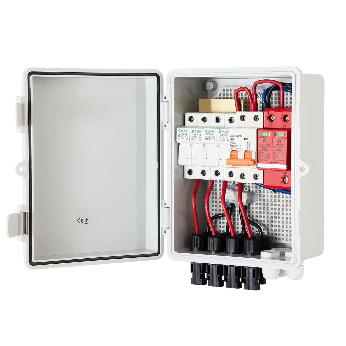 VEVOR Lightning Box, 4 System, 63a Off Current Box Breaker, Solar PV Combiner Waterproof Combiner On Fuse, IP65 for and Rated Solar Circuit Panel String, 15a Solar Grid with Connector, / Arreste