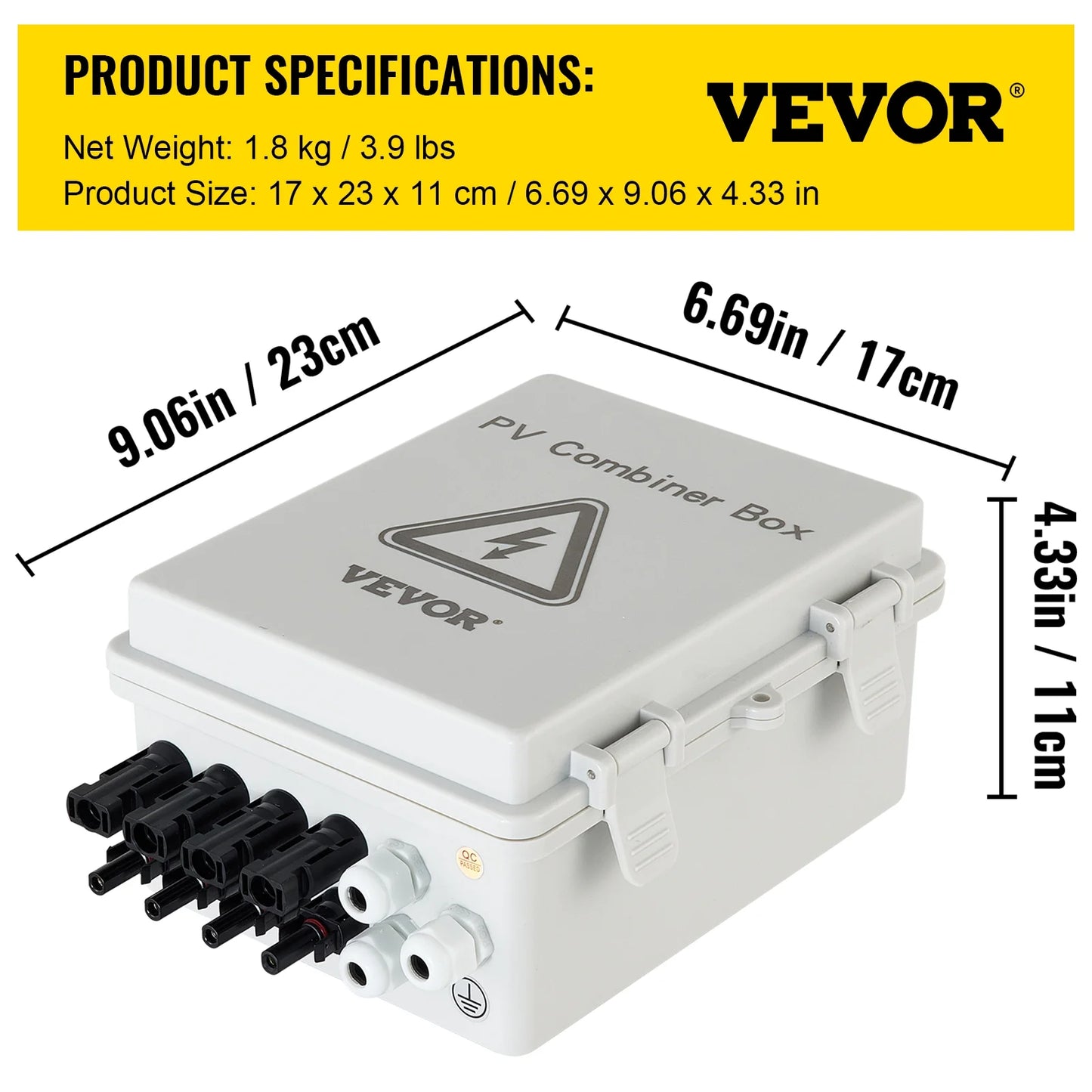 VEVOR Lightning Box, 4 System, 63a Off Current Box Breaker, Solar PV Combiner Waterproof Combiner On Fuse, IP65 for and Rated Solar Circuit Panel String, 15a Solar Grid with Connector, / Arreste