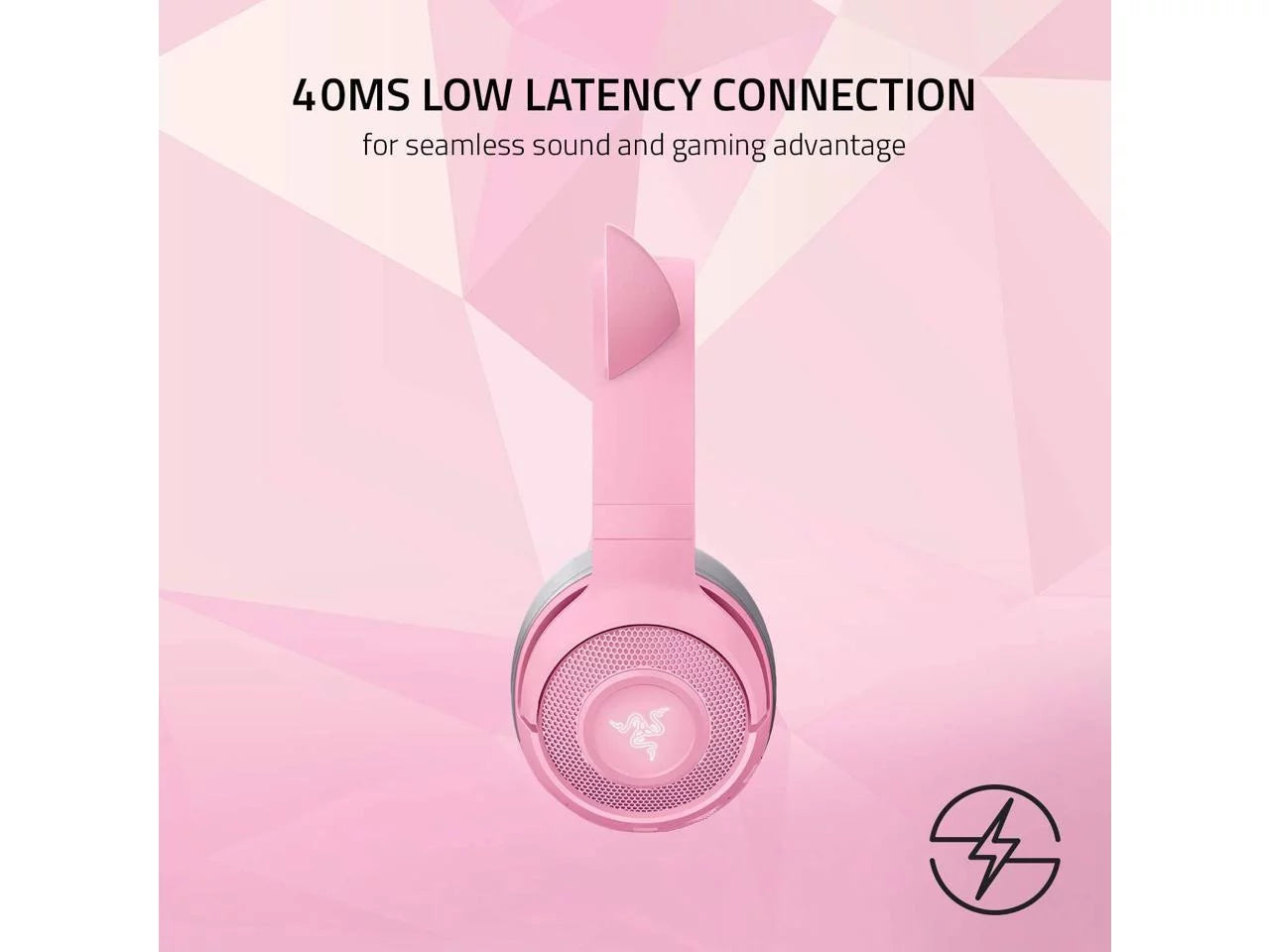 - - Bluetooth Connection Custom-Tuned Powered Microphone Kraken Beamforming Razer Razer Quartz Latency Drivers - 40mm Edition: 5.0-40ms Chroma Pink - by Kitty BT Low