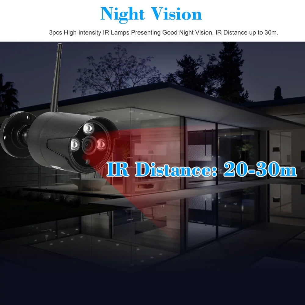 with Phone Control NVR P2P Detection Outdoor Vision System 4pcs Waterproof for Night HD WiFi IR-CUT Support Motion IP Kit WiFi 1.0MP Camera CCTV Wireless 1080P 4CH