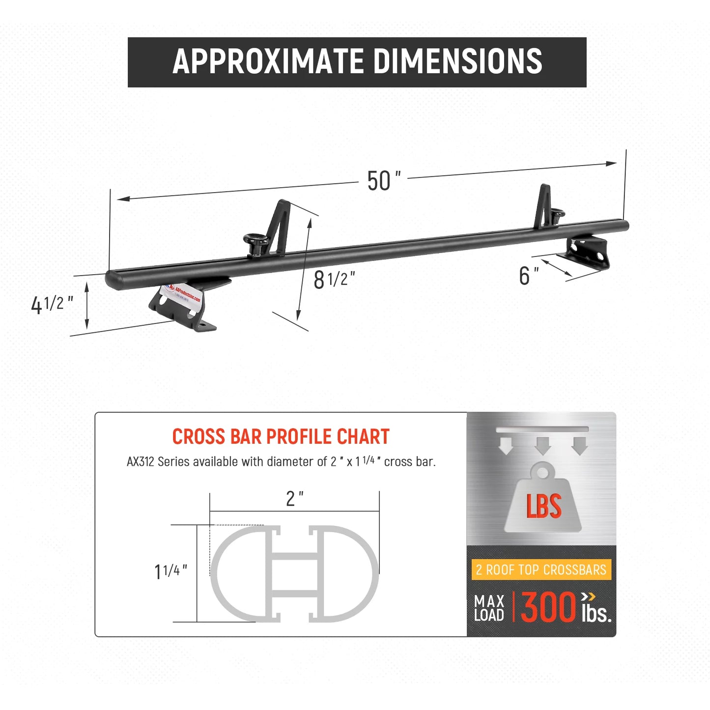 Stopper Aluminum AX312-PR System Rack Model w/ City AA-Racks 2015-On (50") Ladder Black Roof RAM 2 ProMaster Bar Van