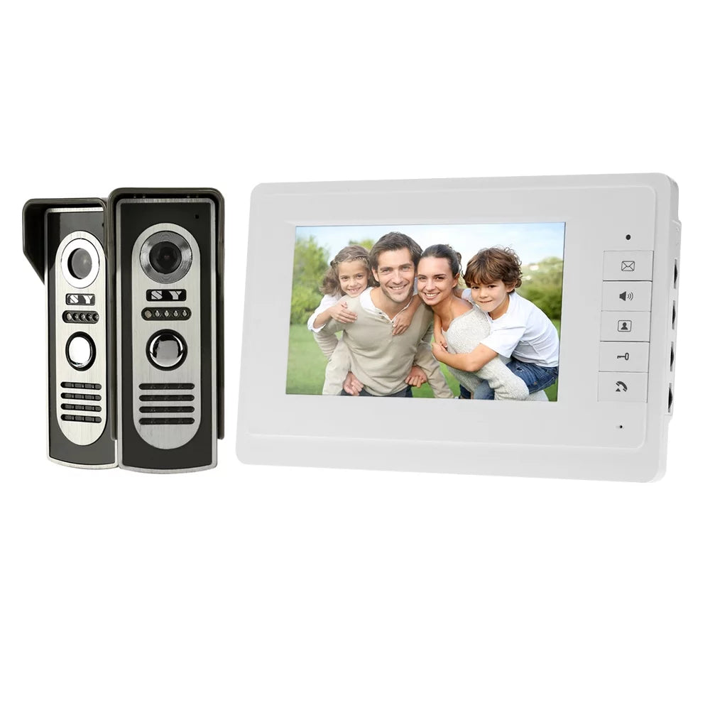 System Monitor Wired Home Camera support Night Indoor Phone Door View Doorbell Rainproof Outdoor Unlock Video with Infrared Visual for and 7”